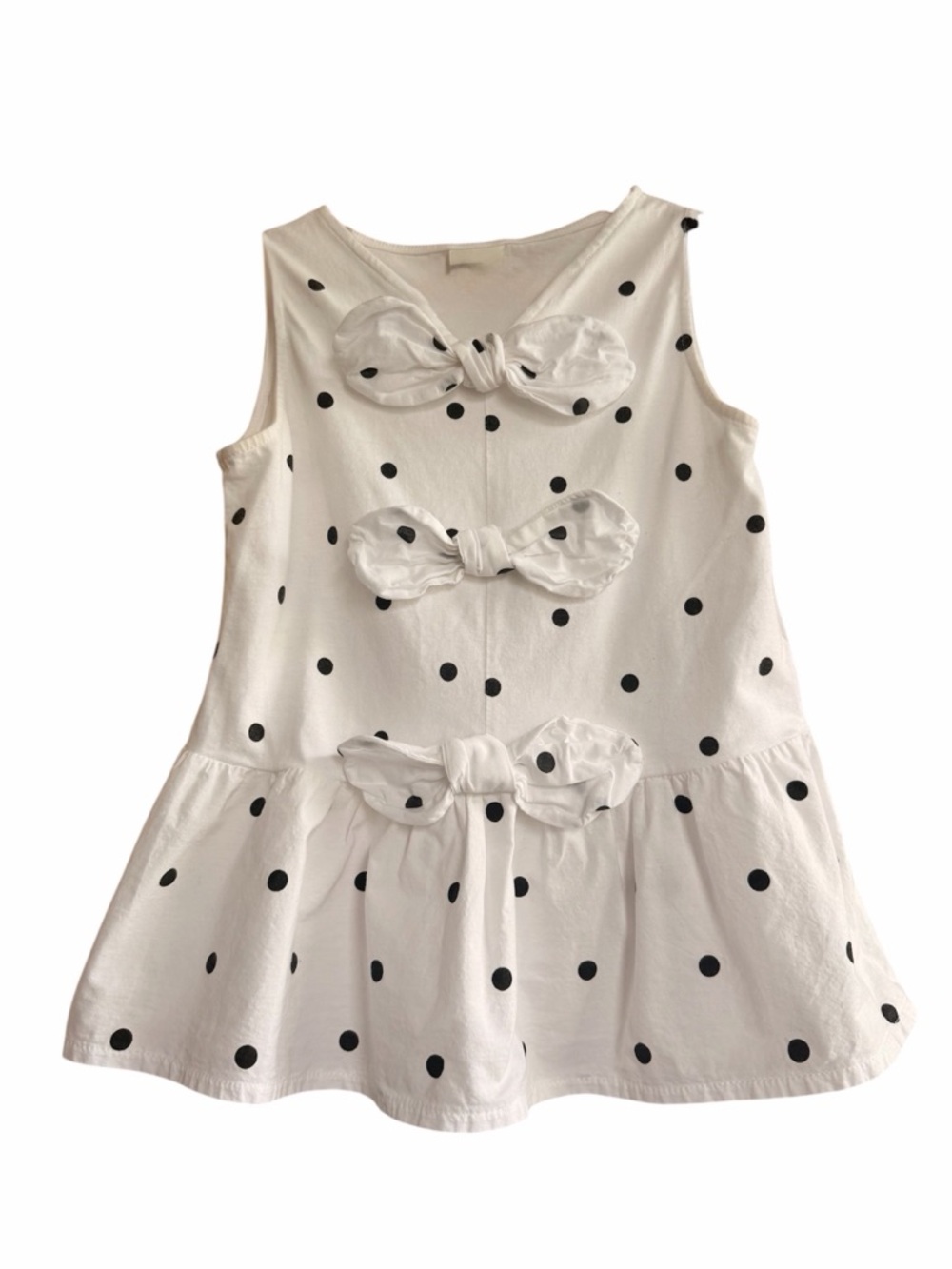 Zara White Sleeveless blouse with Black Polka Dots
